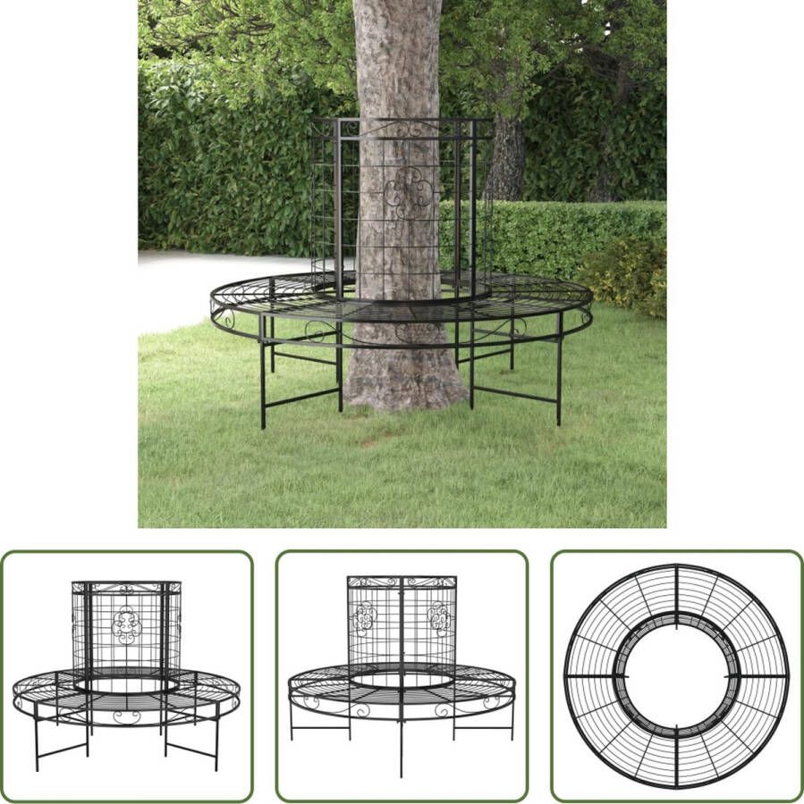 The Living Store Metalen Ronde Boombank 137 x 137 x 100 cm Zwart