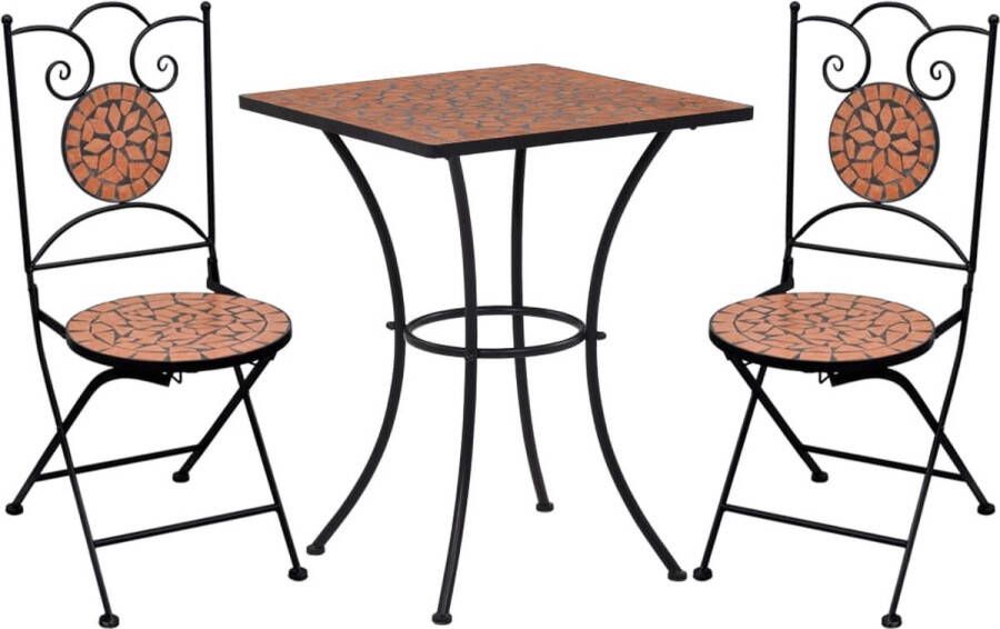 The Living Store Mozaïek Bistroset Terracotta 60 x 60 x 76 cm Sterk en Duurzaam 2 Stoelen 1 Tafel