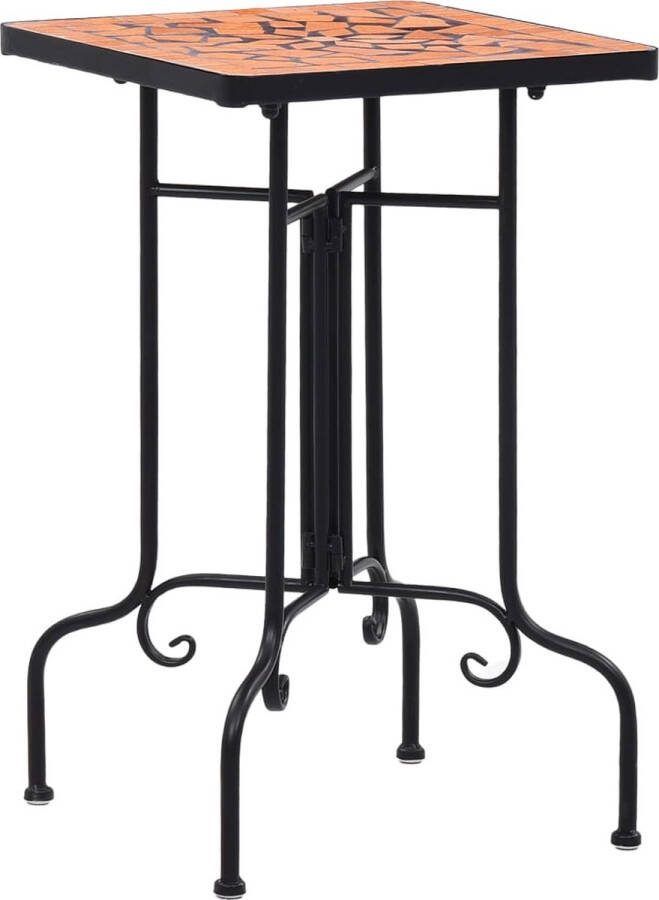 The Living Store Mozaïek Plantentafel 35 x 35 x 56cm Weerbestendig Terracotta Zwart