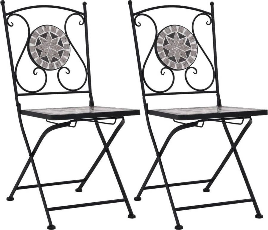 The Living Store Mozaïekstoelen Tuindecoratie 51 x 39 x 86 cm Grijs