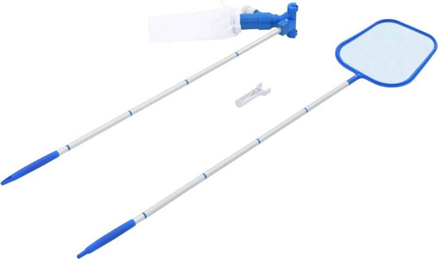 VidaXL The Living Store Multifunctionele Onderhoudsset voor Zwembaden 1.2 m Duurzaam Incl Bladskimmer en Onderwaterstofzuiger