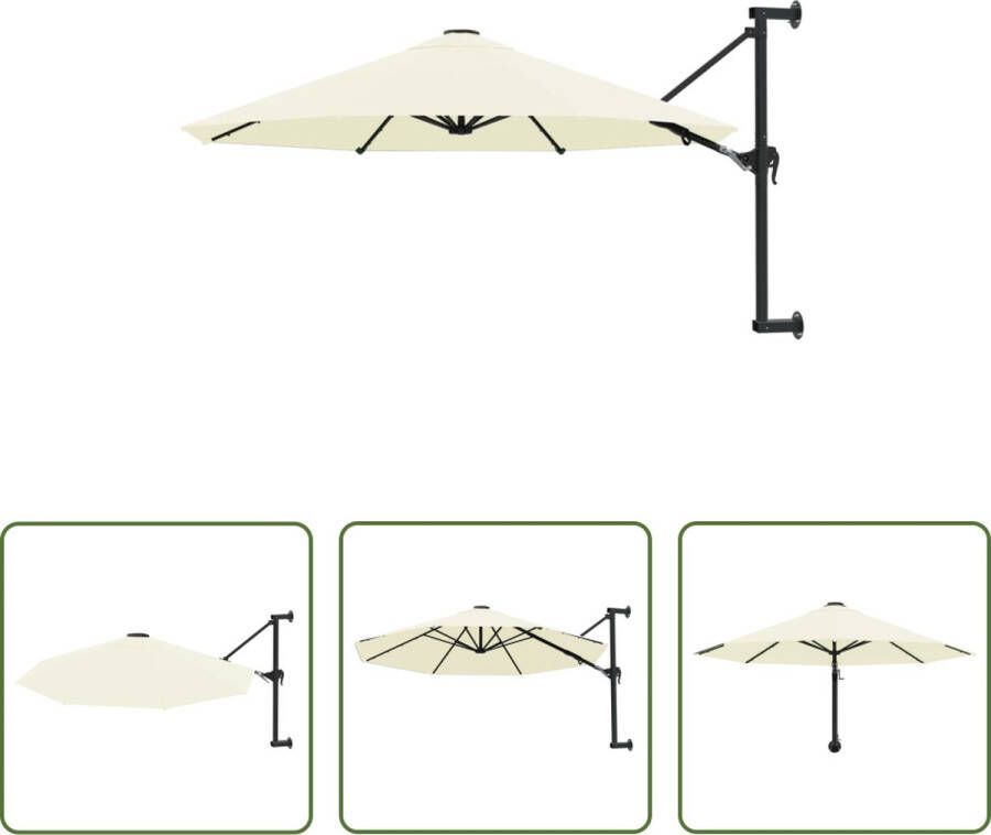 The Living Store Muurparasol Elegante Zand 300x131 cm UV-beschermend polyester