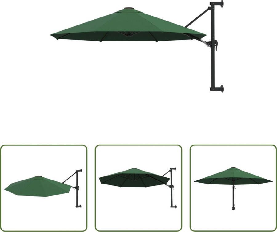 The Living Store Muurparasol SunGuard Groen 300 x 131 cm UV-bescherming Polyester