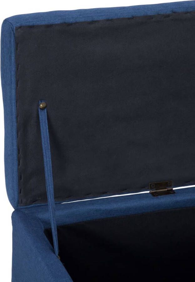 The Living Store Bankje met opbergvak 116 cm polyester blauw Hocker