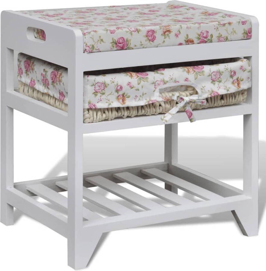 The Living Store Opbergbank Compact 42.5 x 32 x 45.2 cm Paulowniahout