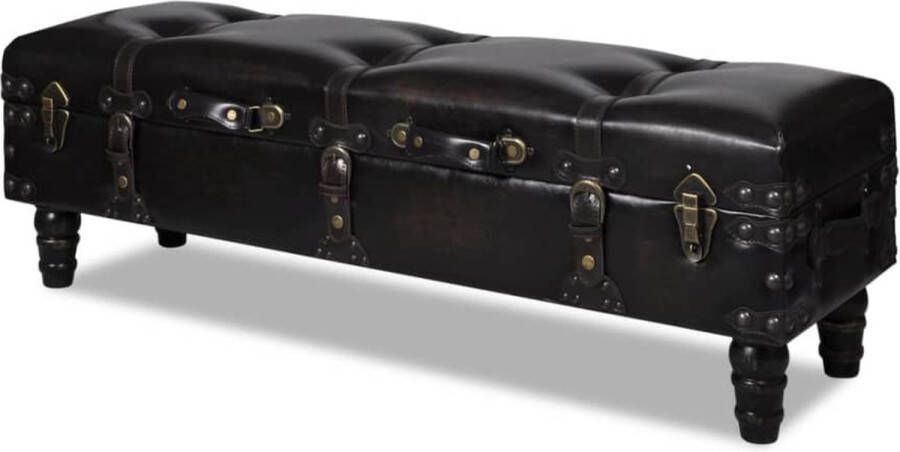 The Living Store Opbergbank MDF 111 x 34 x 37 cm donkerbruin Polyurethaan met opslagruimte