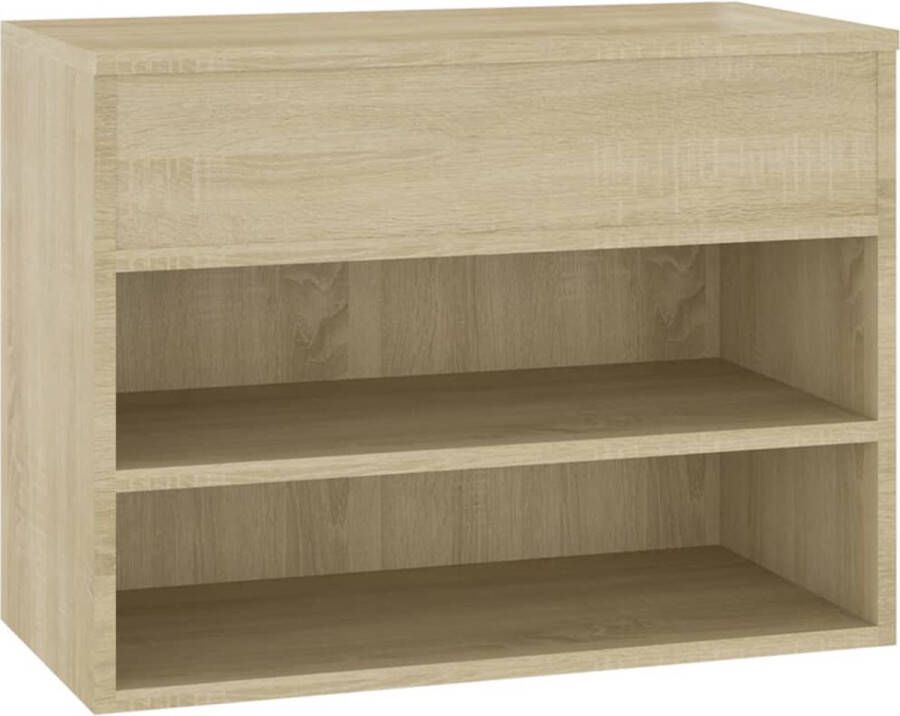 The Living Store Opbergbank Sonoma Eiken 60x30x45 cm Schoenenkast met 2 schappen