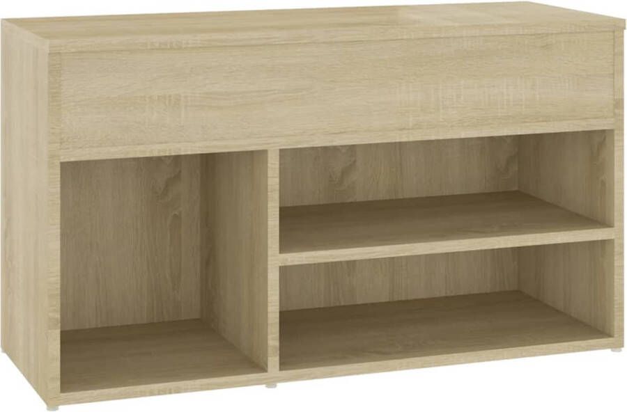 The Living Store Opbergbank Sonoma Eiken Schoenenkast 80 x 30 x 45 cm Ruimtebesparend