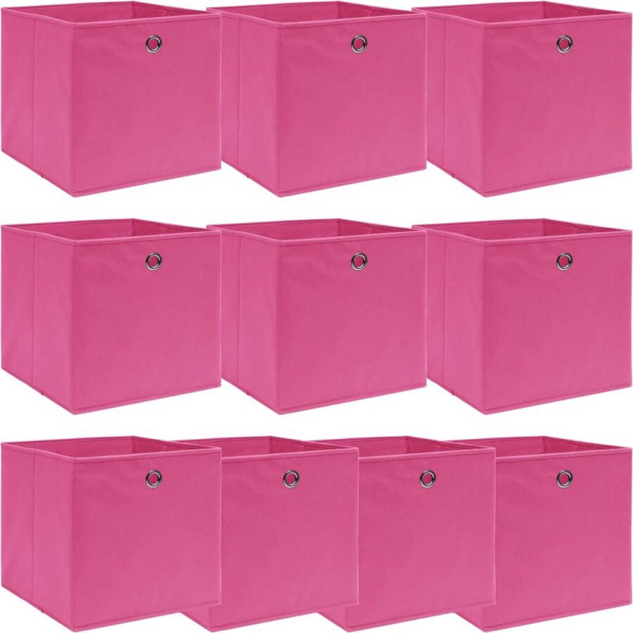 The Living Store Opbergbox Inklapbaar Roze Nonwoven Stof 32x32x32cm Set van 1