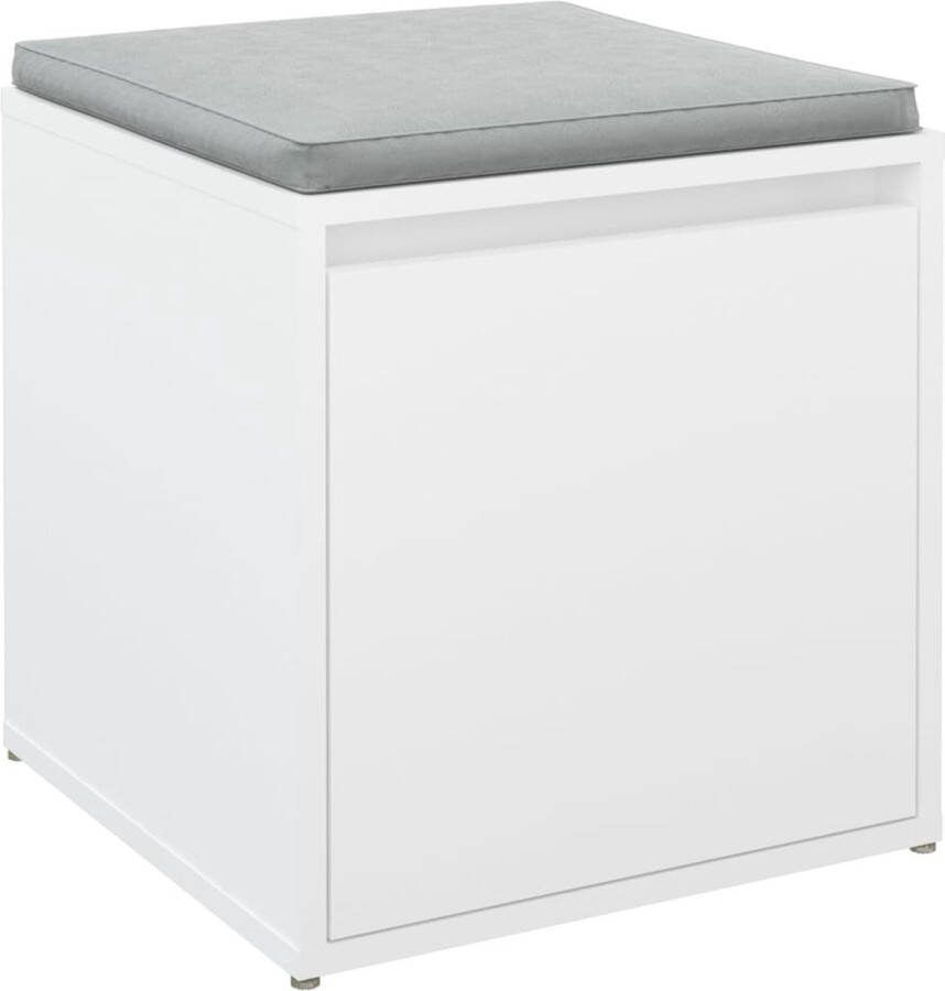 The Living Store Opbergbox met lade 40-5x40x40 cm bewerkt hout wit Opberger
