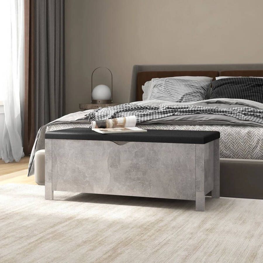 The Living Store Opbergbox Opbergkist 105 x 40 x 45 cm Betongrijs Spaanplaat kunstleer