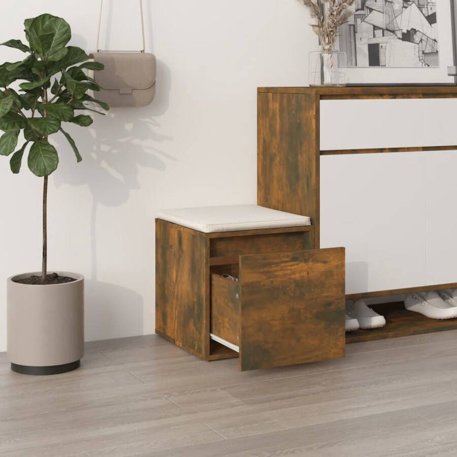 The Living Store Opbergbox Opbergkist 40.5 x 40 x 40 cm Gerookt eiken hout