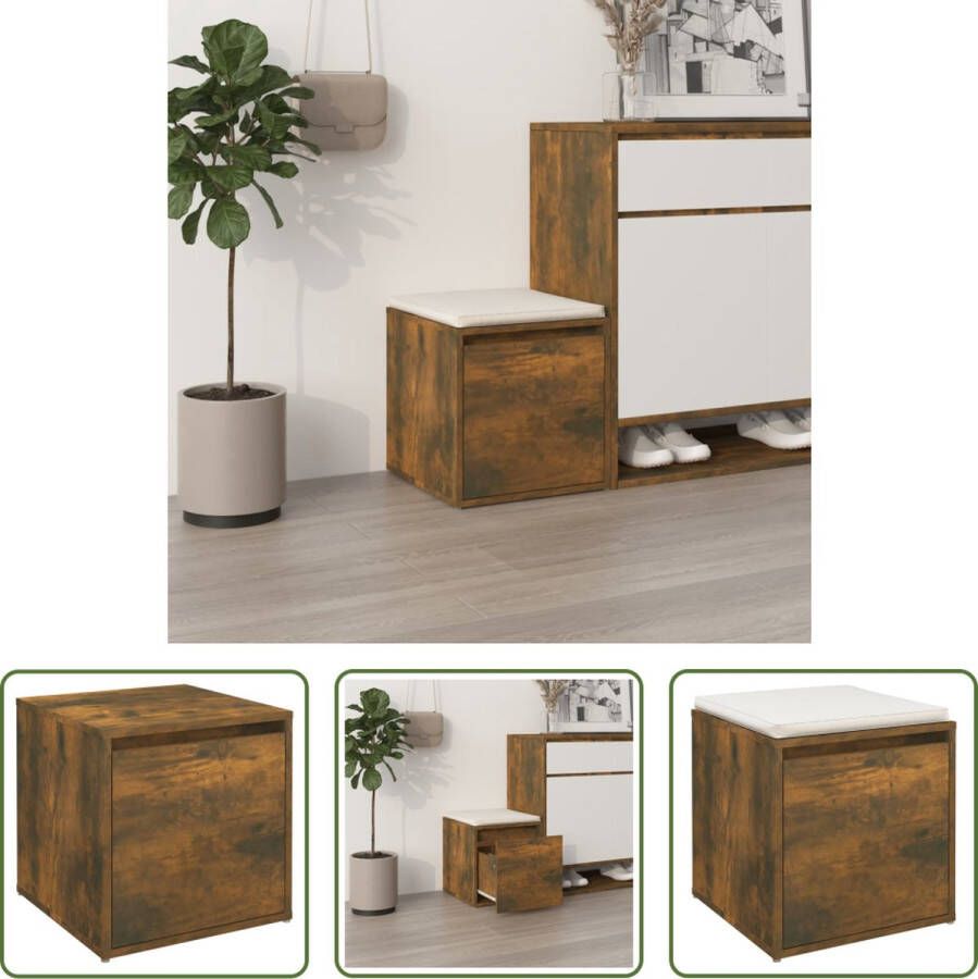 The Living Store Opbergbox Opbergkist 40.5 x 40 x 40 cm Gerookt eiken hout