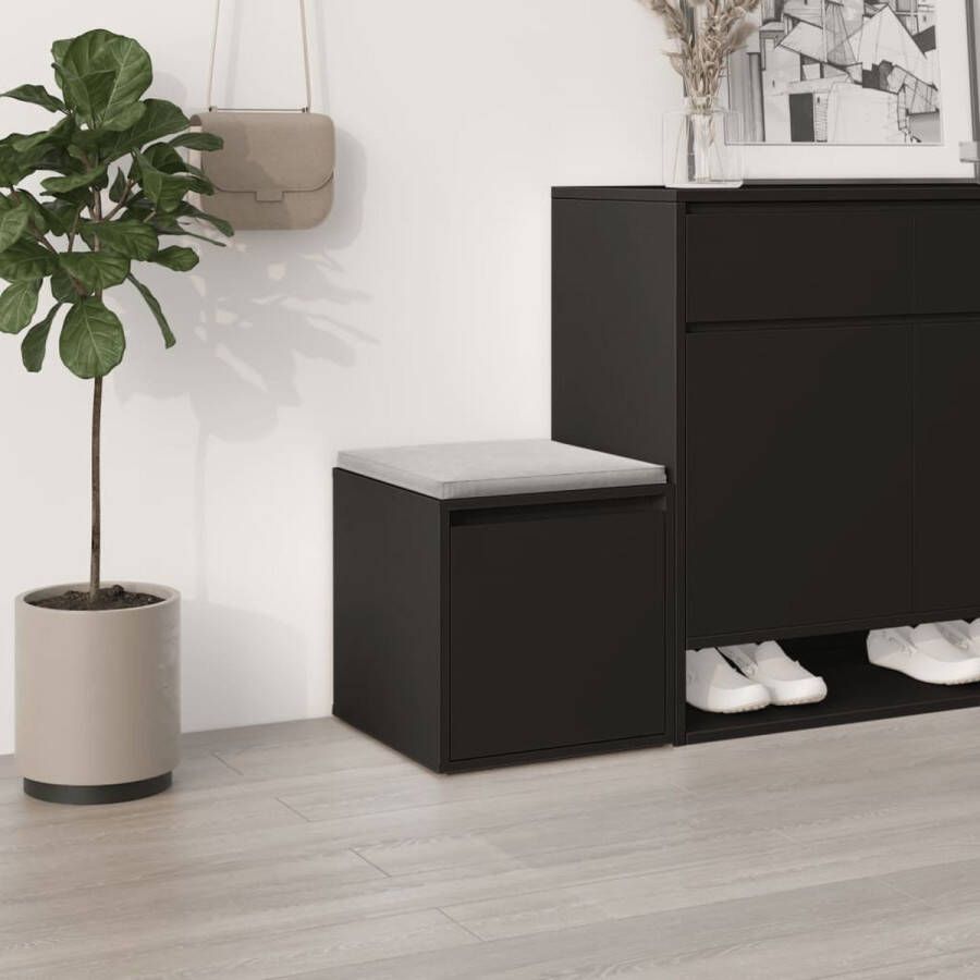 The Living Store Opbergbox met lade 40-5x40x40 cm bewerkt hout zwart Opberger