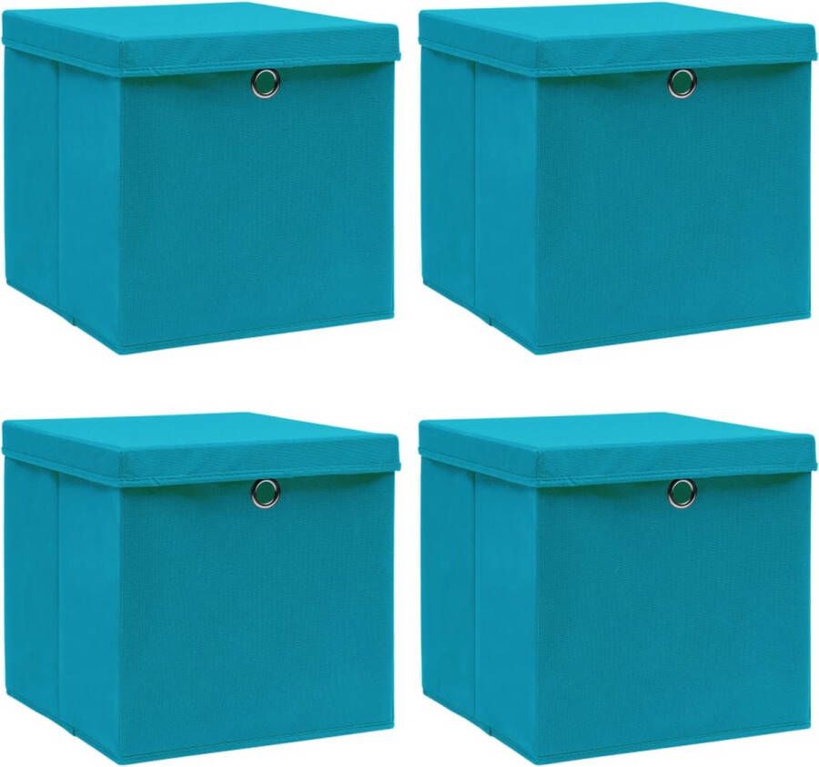 The Living Store Opbergboxen 32 x 32 x 32 cm Babyblauw Nonwoven stof Inklapbaar Deksels inbegrepen