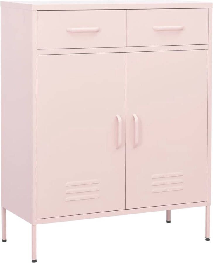 The Living Store Opbergkast Staal 80 x 35 x 101.5 cm Roze