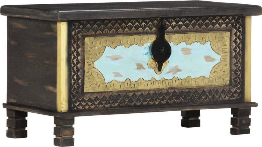 The Living Store Opbergkist Antieke Stijl Massief Mangohout 80 x 40 x 45 cm Handgesneden