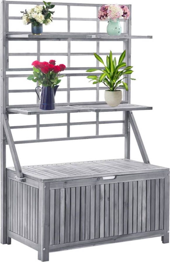 The Living Store Opbergkist Acaciahout 99 x 55 x 160 cm Met schappen