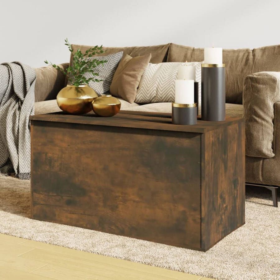 The Living Store Opbergkist Gerookt Eiken 84x42x46 cm Multifunctioneel Montage vereist