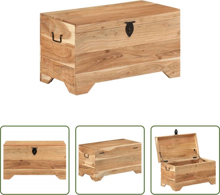 The Living Store Opbergkist Hout 73 x 39 x 41 cm Natuurlijke afwerking