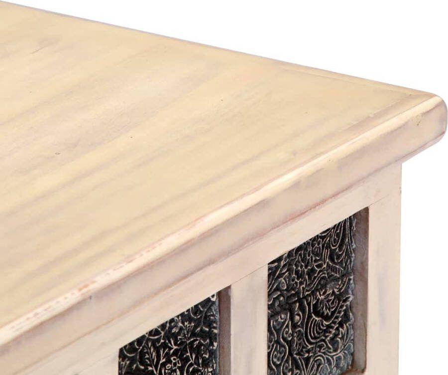 The Living Store Opbergkist Massief acaciahout 110x40x45 cm Wit