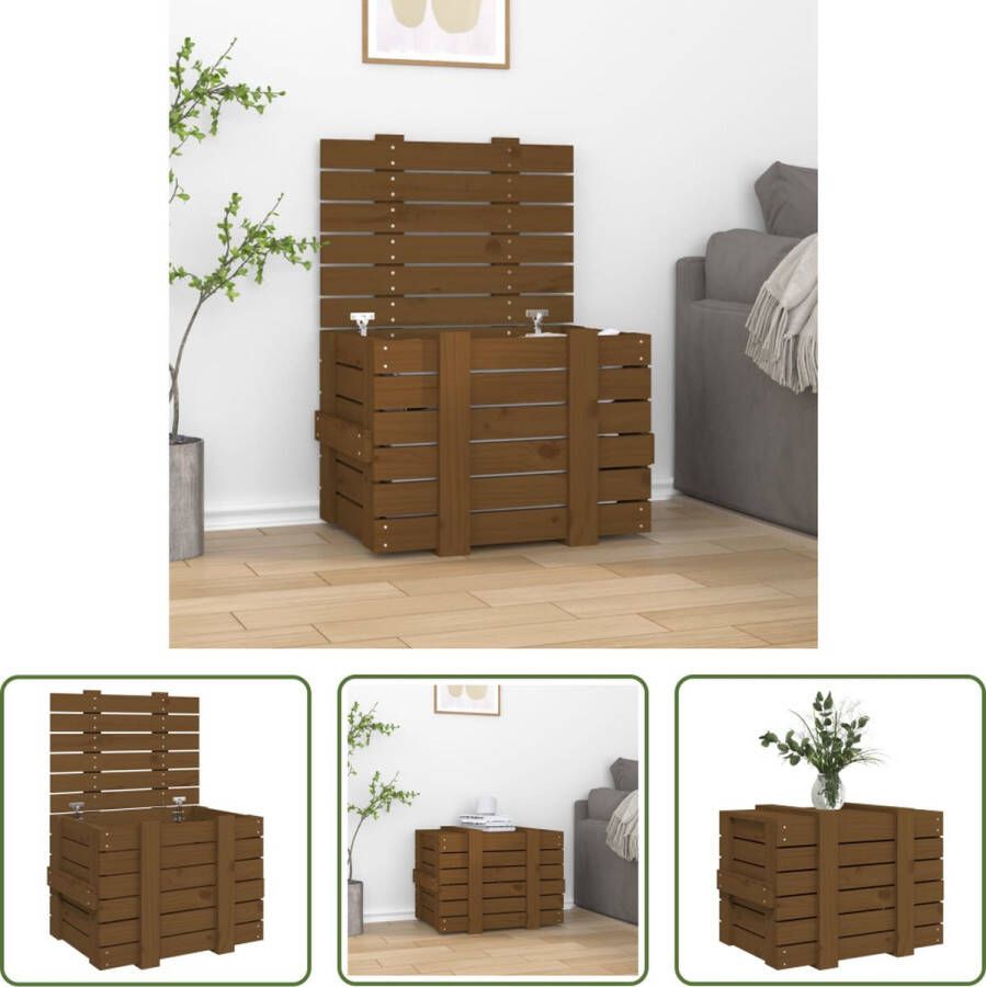 The Living Store Opbergbox 58x40-5x42 cm massief grenenhout honingbruin Opberger