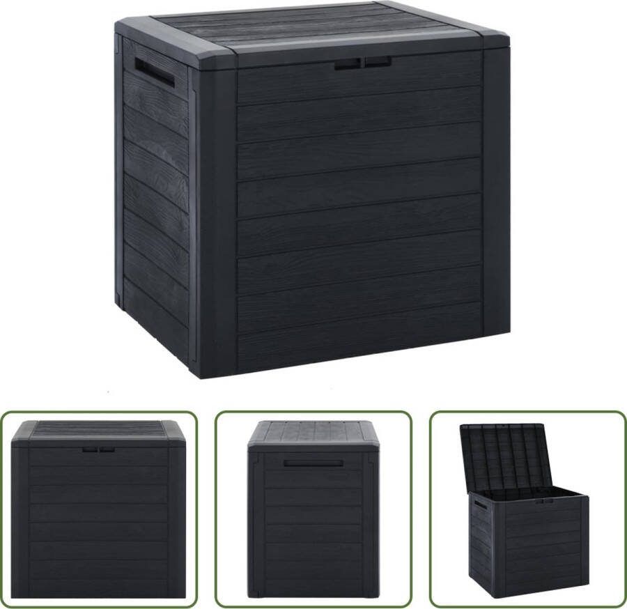 The Living Store Opbergkist Tuin 58.5 x 46 x 55 cm Antraciet 140 L