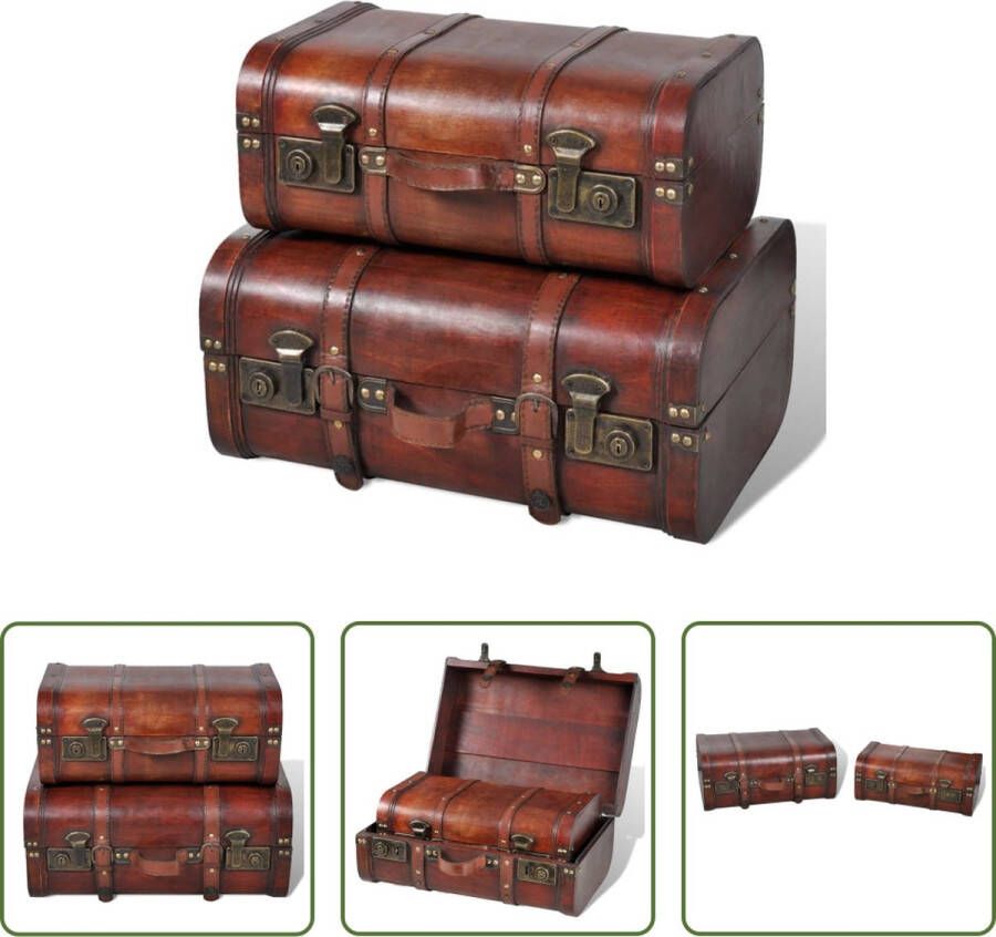 The Living Store Opbergkist Vintage Hout Bruin 45 x 31 x 20 cm 40 x 24 x 17 cm