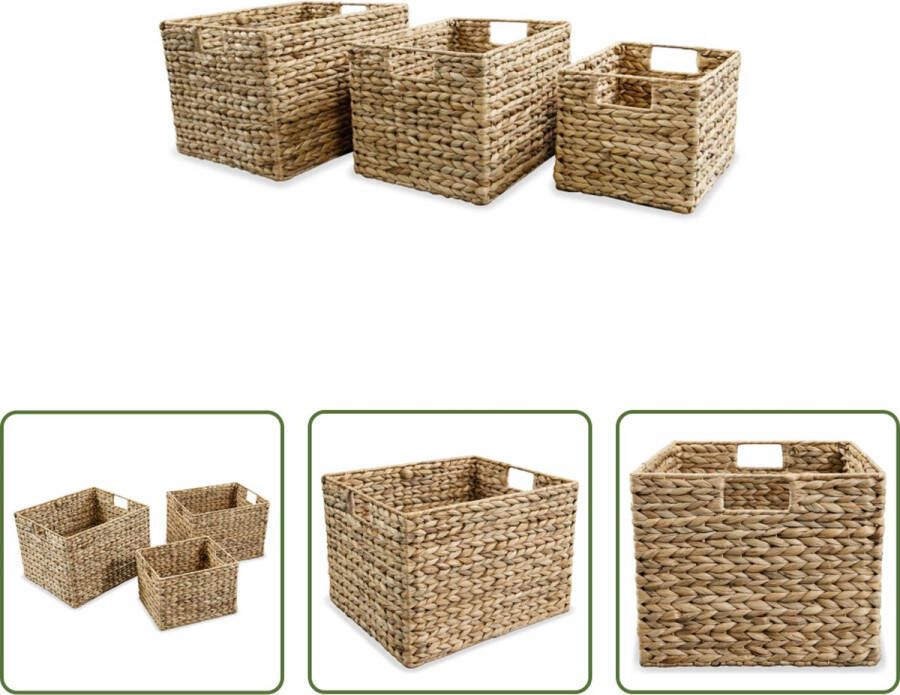 The Living Store Opbergmanden Waterhyacint Set van 3 Bruin 25x20x18 cm 30x25x22 cm 35x30x25 cm