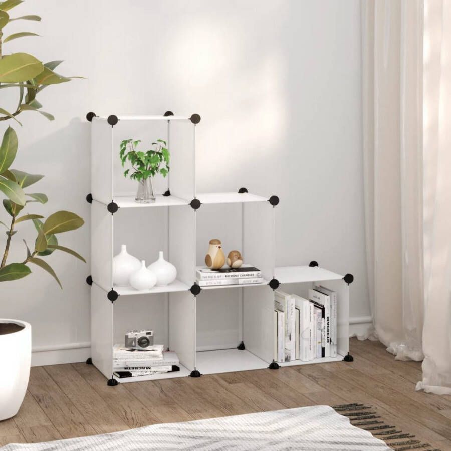 The Living Store Opbergmeubel Kunststof 94.5 x 31.5 x 93 cm 6 opbergvakken