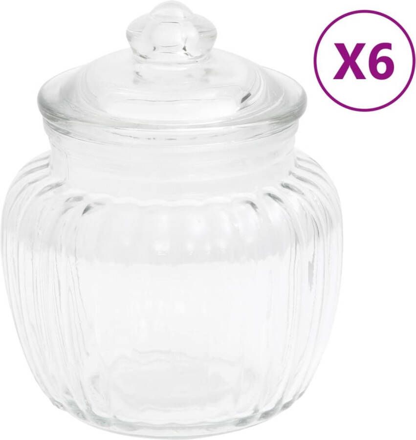 The Living Store Opbergpottenset Glas 9 x 14 cm 500 ml Transparant