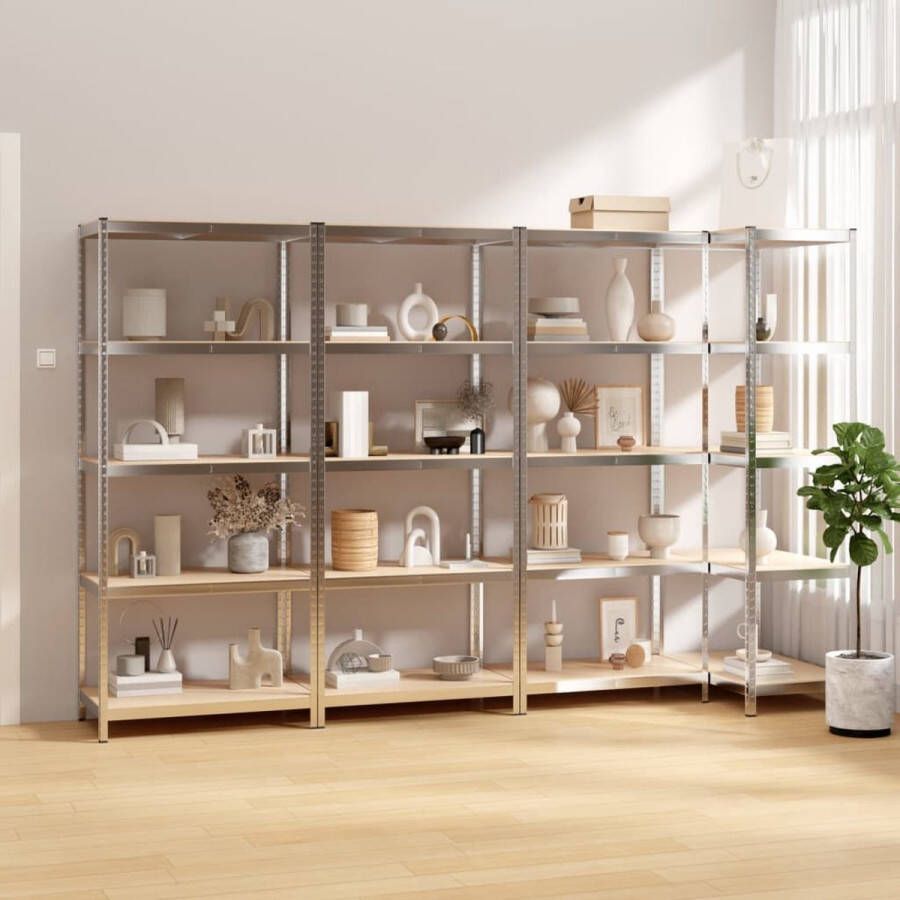 The Living Store Opbergrek 75 x 30 x 172 cm Zilver