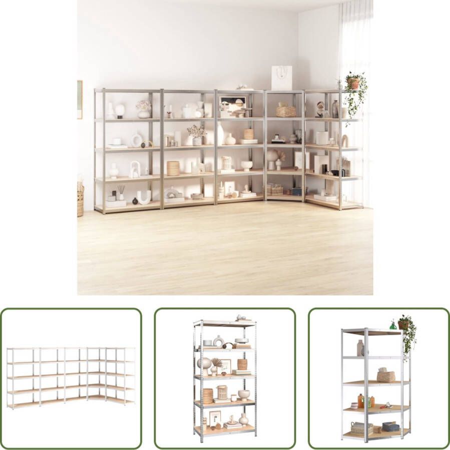 The Living Store Opbergrekken Rechthoekige schap 100x50x200cm Zilver