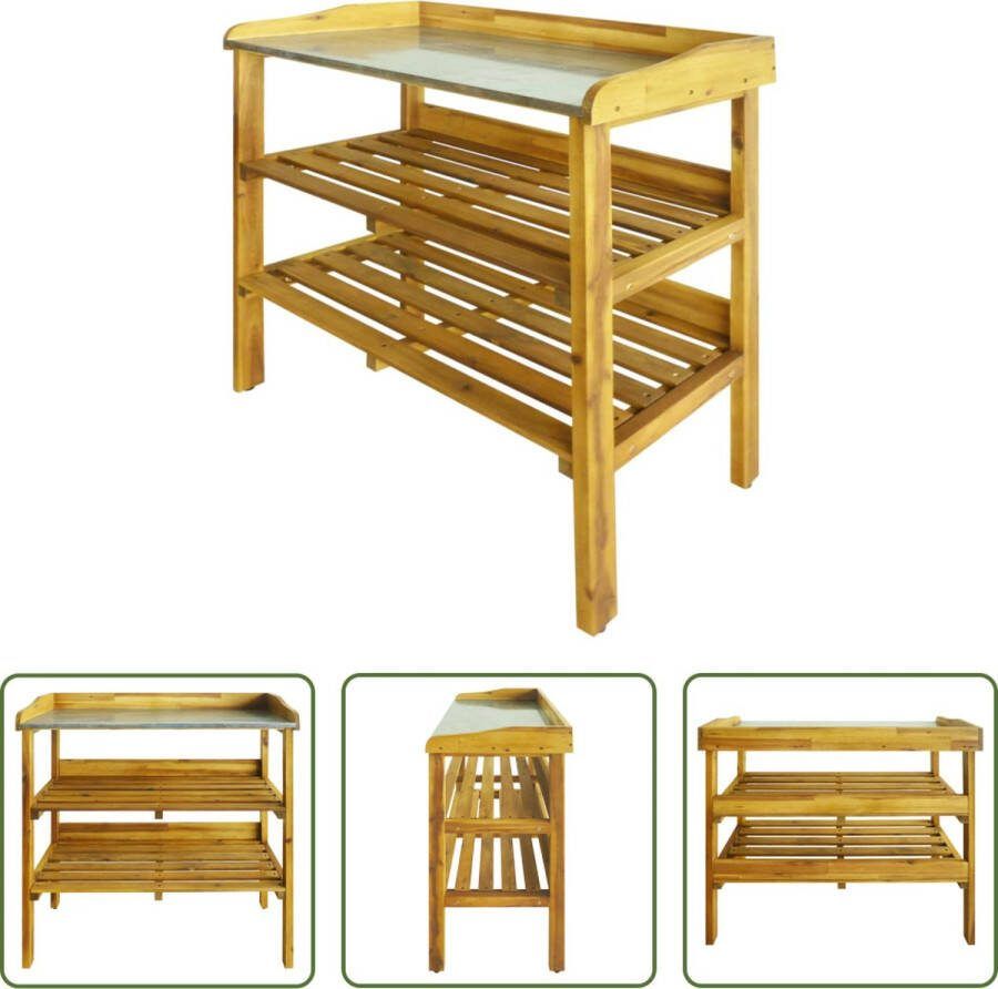 The Living Store Oppottafel Acaciahout 76x37x92 cm 2 schappen