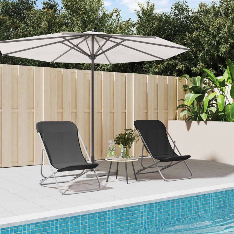The Living Store Opvouwbare strandstoelen Set van 2 Zwart 3 standen verstelbaar Duurzaam materiaal Stabiel frame Inklapbare functie Afmetingen- 83 x 57.5 x 81 cm (L x B x H) Draagvermogen- 110 kg