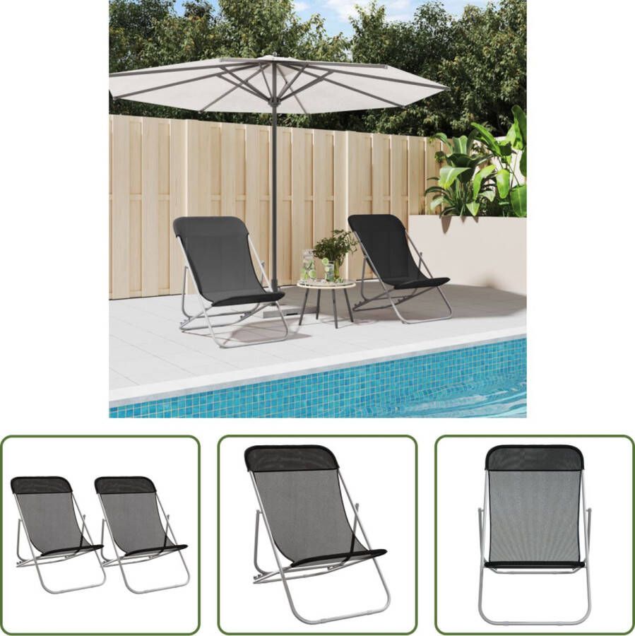 The Living Store Opvouwbare strandstoelen Set van 2 Zwart 3 standen verstelbaar Duurzaam materiaal Stabiel frame Inklapbare functie Afmetingen- 83 x 57.5 x 81 cm (L x B x H) Draagvermogen- 110 kg