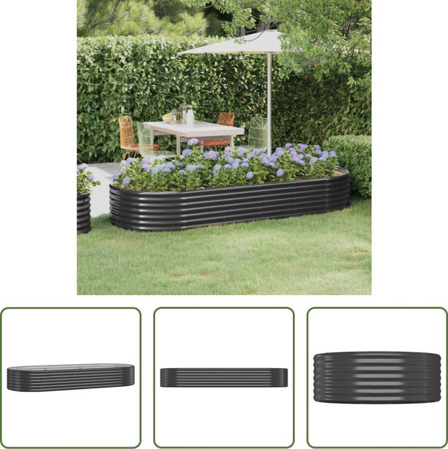 The Living Store Ovale Plantenbak Antraciet 249 x 100 x 36 cm Stevig frame