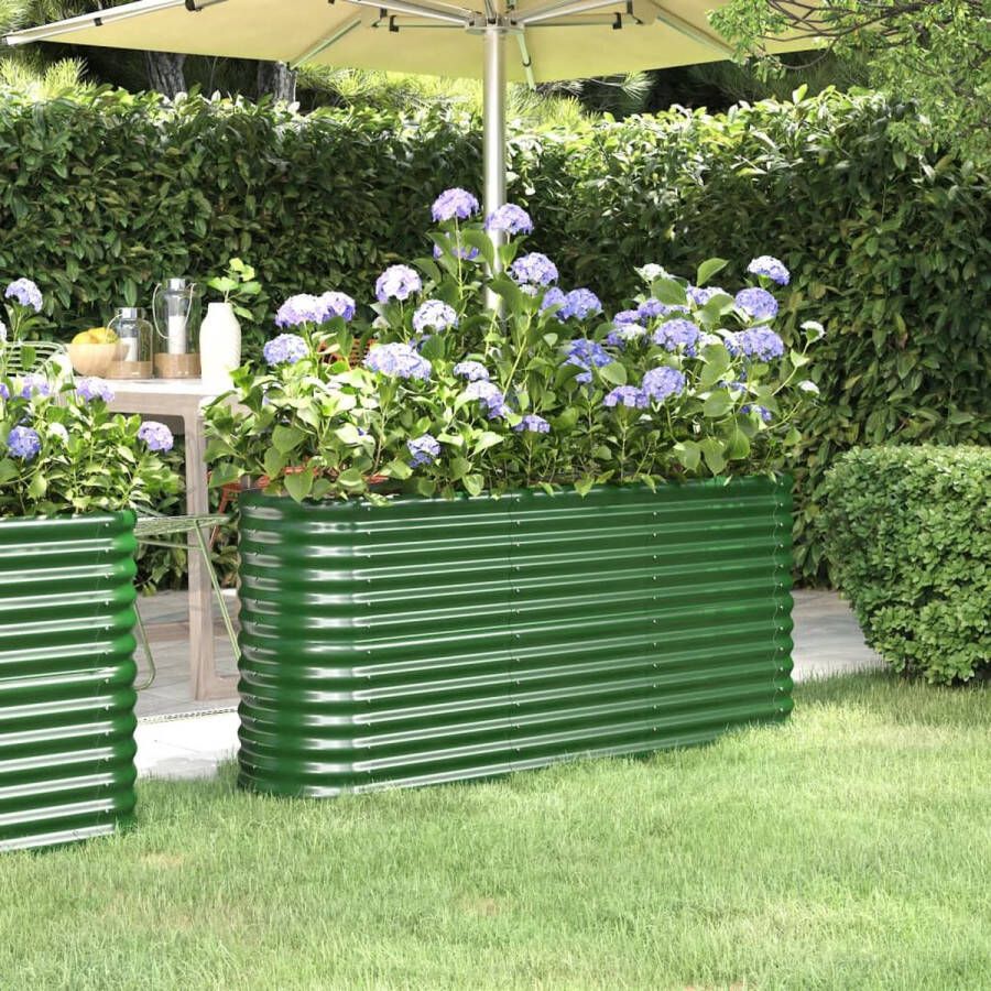 The Living Store Ovale Plantenbak Groen 152 x 40 x 68 cm Gepoedercoat Staal