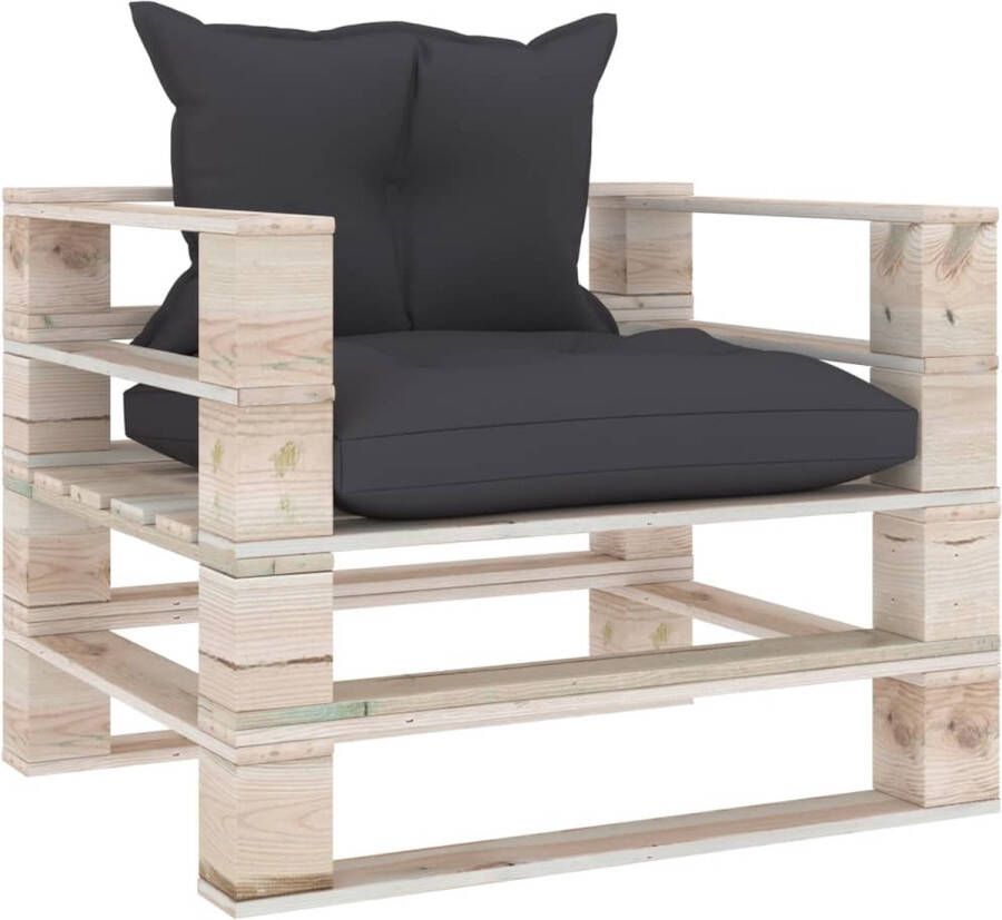 The Living Store Pallet Armstoel Tuin 80 x 67.5 x 62 cm Grenenhout Antraciet