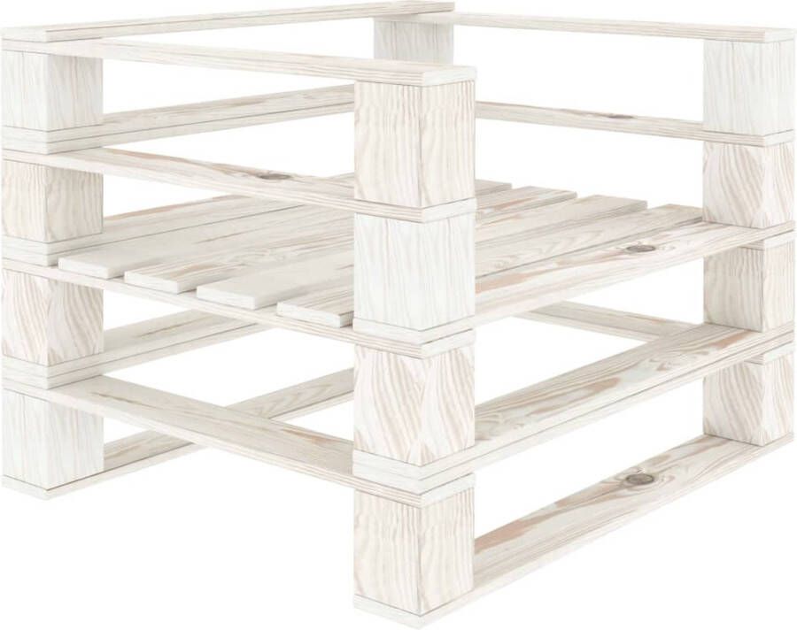 The Living Store Pallet Armstoel Tuinmeubel 80 x 67.5 x 60.8 cm Grenenhout Wit