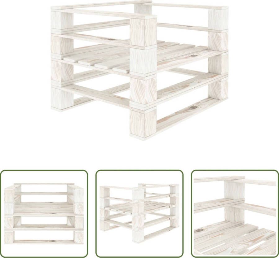 The Living Store Pallet Armstoel Tuinmeubel 80 x 67.5 x 60.8 cm Grenenhout Wit