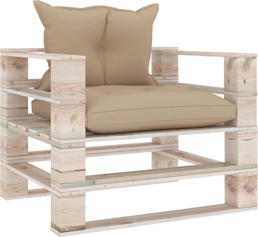 The Living Store Pallet Armstoel Tuinmeubel 80 x 67.5 x 62 cm Beige