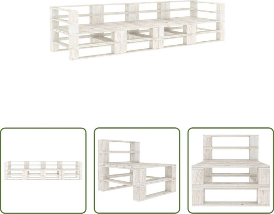 The Living Store Pallet Bank Grenenhout Wit 260 x 67.5 x 60.8 cm Geschikt voor binnen- en buitengebruik