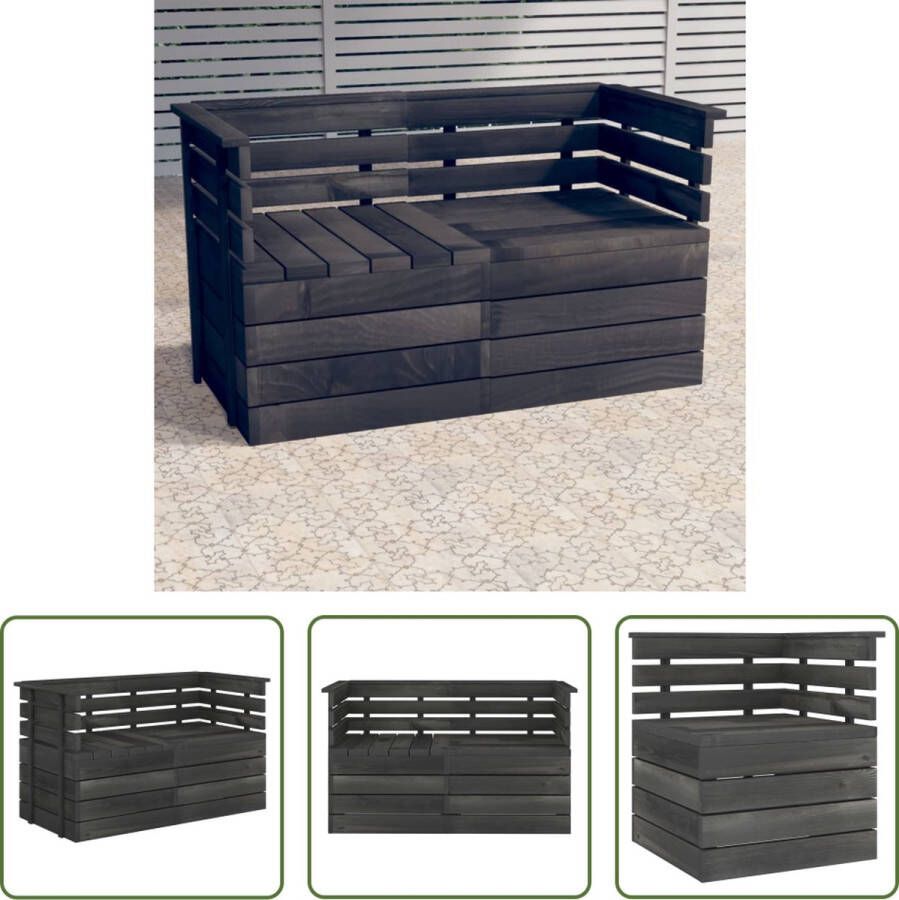 The Living Store Pallet Hoekbank Donkergrijs 65 x 65 x 71.5 cm (set van 2)