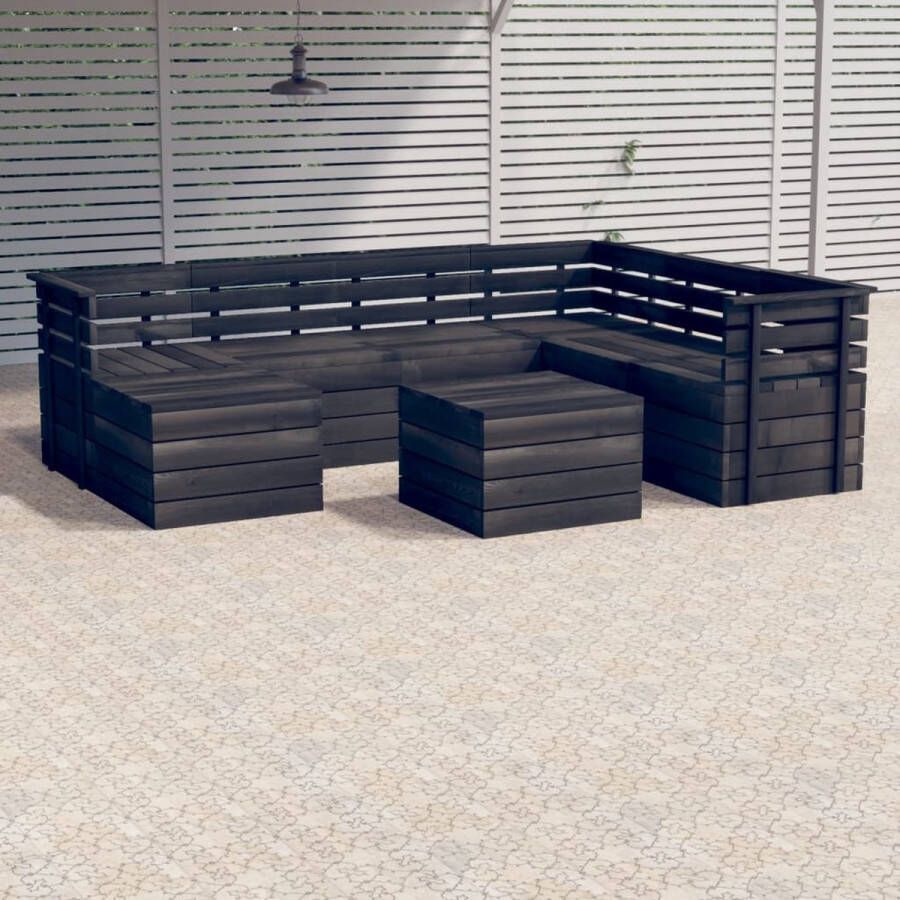 The Living Store Pallet Loungebank Set van 7 Grenenhout Donkergrijs 60x65x71.5 cm