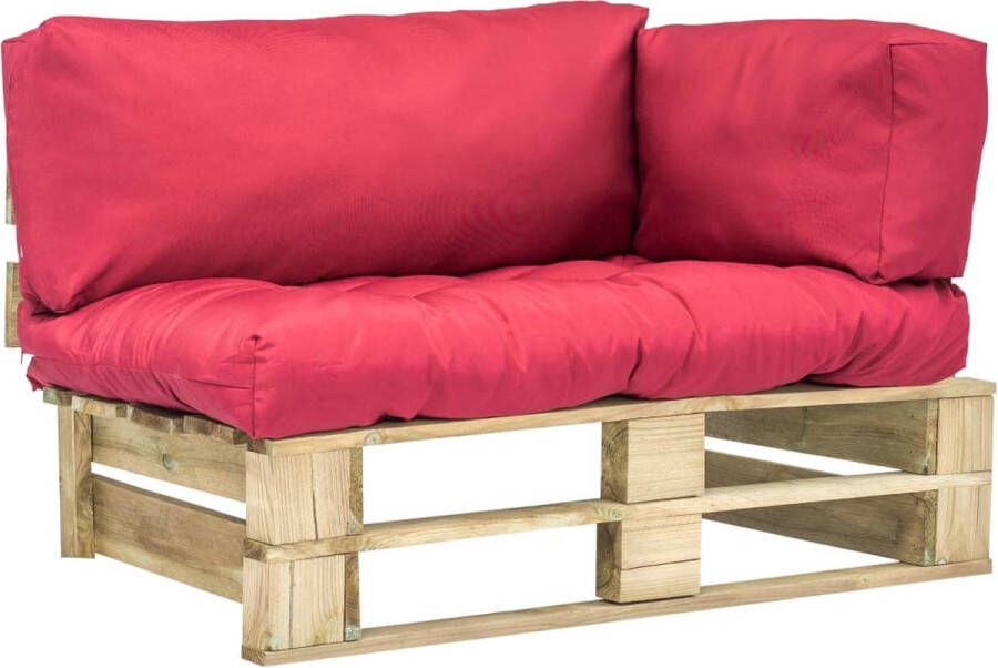 The Living Store Pallet Tuinbank 110 x 66 x 65 cm Grenenhout Rood Polyester
