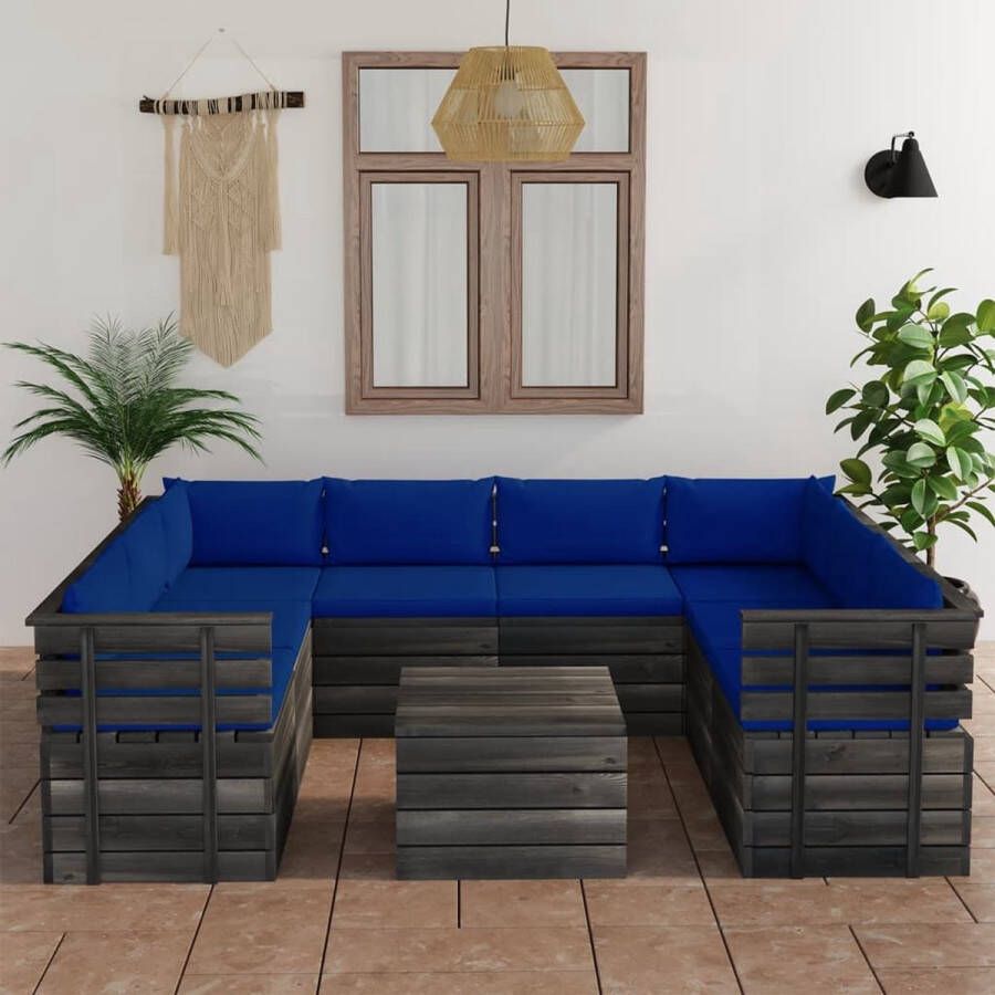 The Living Store Pallet Tuinset 60 x 65 x 71.5 cm Massief Grenenhout Blauw