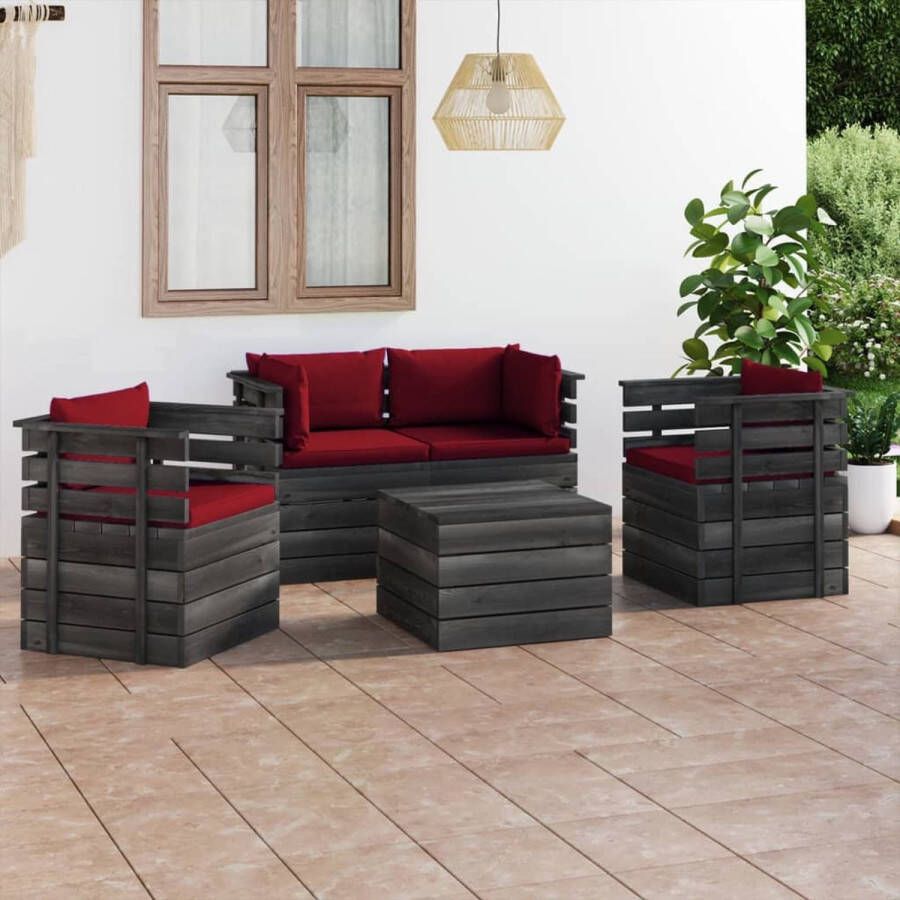 The Living Store Pallet Tuinset Grenenhout Armstoel 70x65x71.5cm Hoekbank 65x65x71.5cm Tafel 60x60x41.5cm