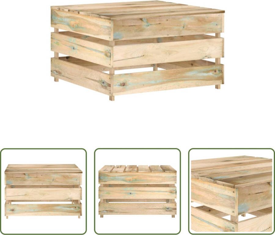 The Living Store Pallet Tuintafel 60x62x37 cm Grenenhout Groen+ Afdekhoes Montage vereist
