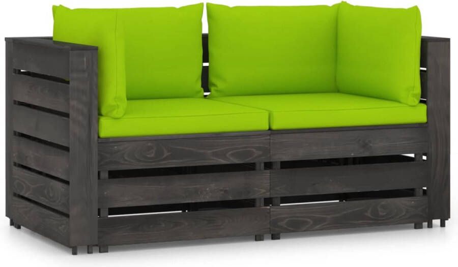 The Living Store Palletbank Grenenhout 69 x 70 x 66 cm Houten bank voor terras Weerbestendig